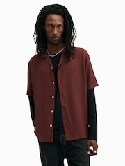 AllSaints Red Venice Short Sleeve Shirt - Image 1 of 7