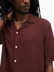 AllSaints Red Venice Short Sleeve Shirt - Image 2 of 7