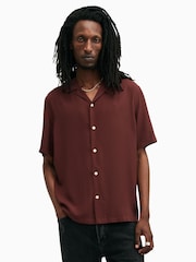 AllSaints Red Venice Short Sleeve Shirt - Image 4 of 7