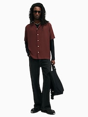 AllSaints Red Venice Short Sleeve Shirt - Image 5 of 7