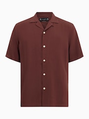 AllSaints Red Venice Short Sleeve Shirt - Image 7 of 7