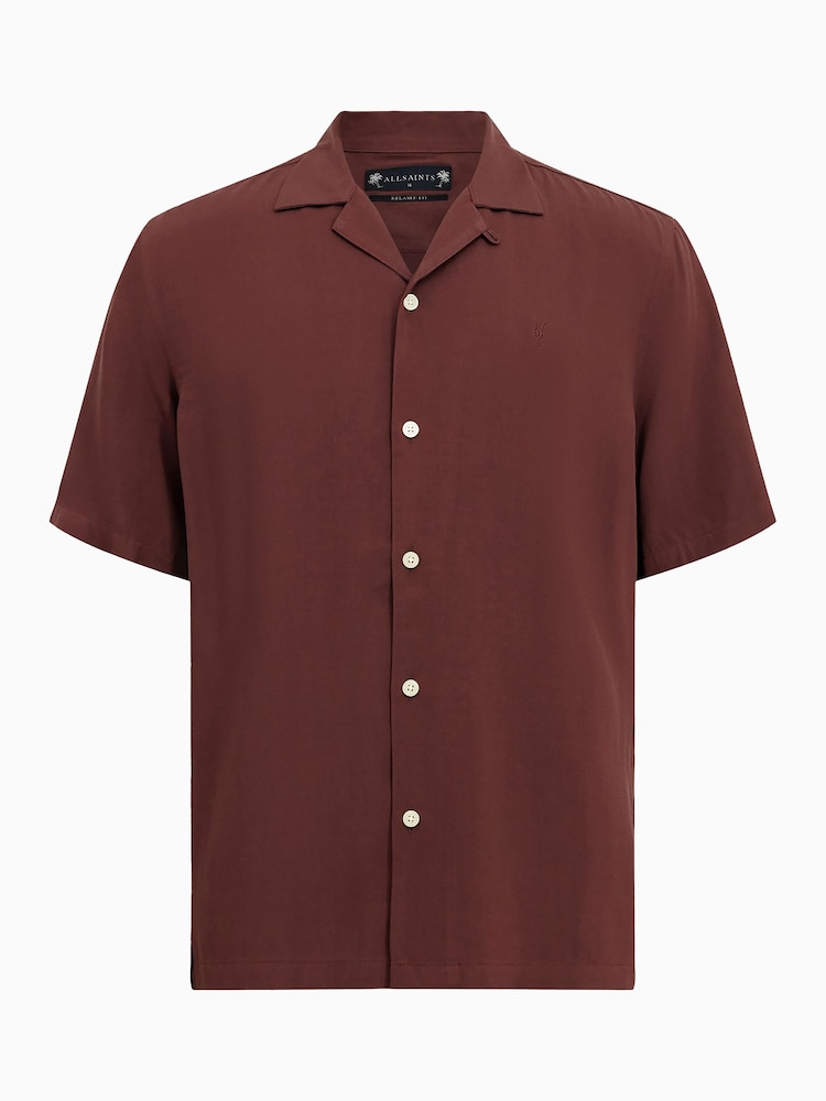 AllSaints Red Venice Short Sleeve Shirt - Image 7 of 7