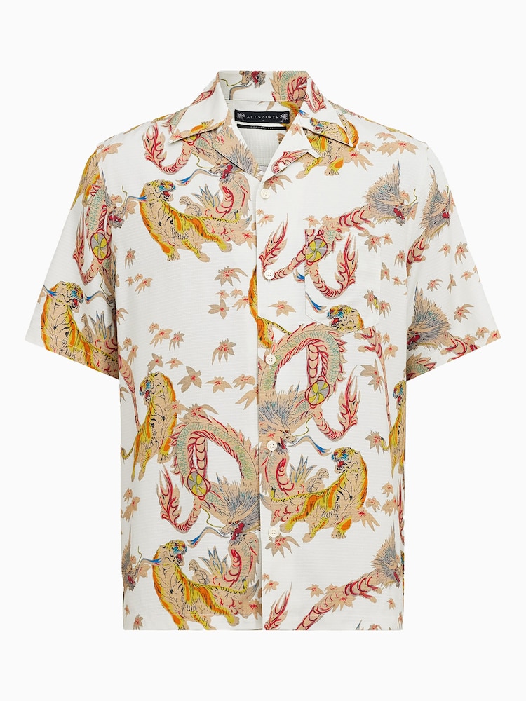 AllSaints White Dragon Short Sleeve Shirt - Image 7 of 7