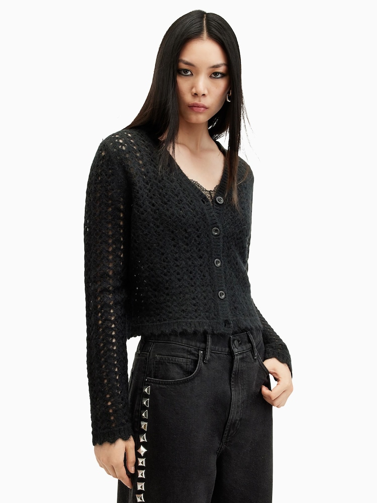 AllSaints Black Vivian Cardigan - Image 1 of 7