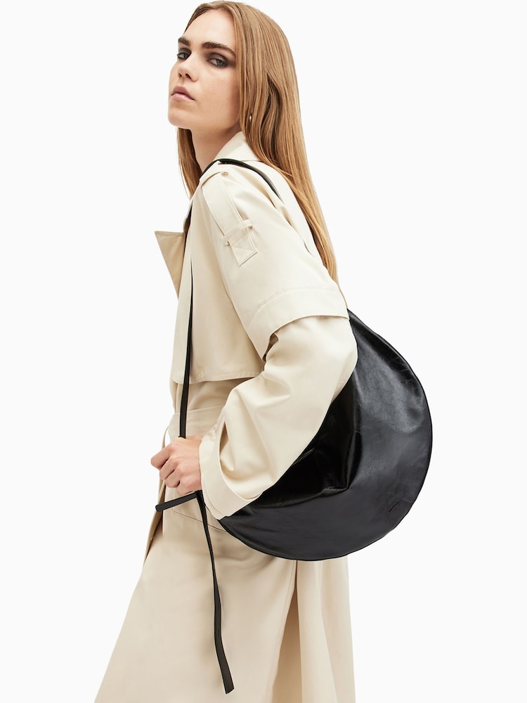 AllSaints Black Half Moon Shoulder Bag - Image 1 of 7
