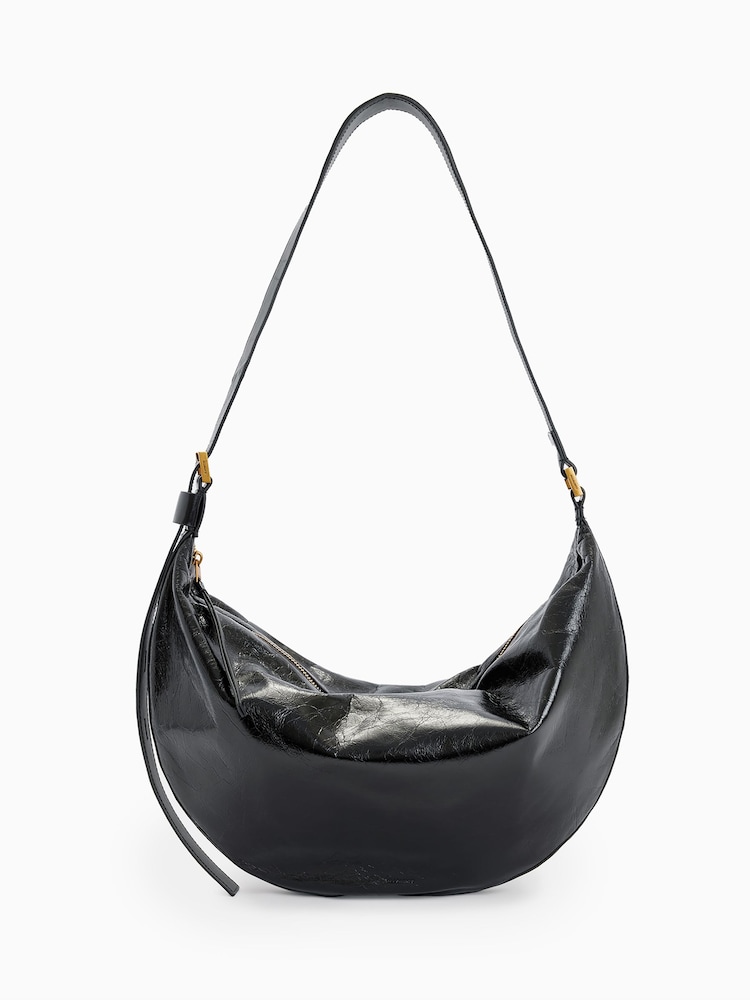 AllSaints Black Half Moon Shoulder Bag - Image 2 of 7 AllSaints Black Half Moon Shoulder Bag - Image 2 of 7