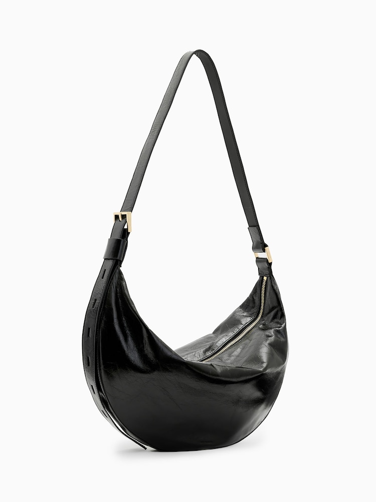 AllSaints Black Half Moon Shoulder Bag - Image 4 of 7