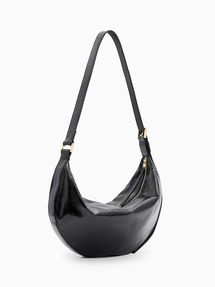 AllSaints Black Half Moon Shoulder Bag - Image 7 of 7