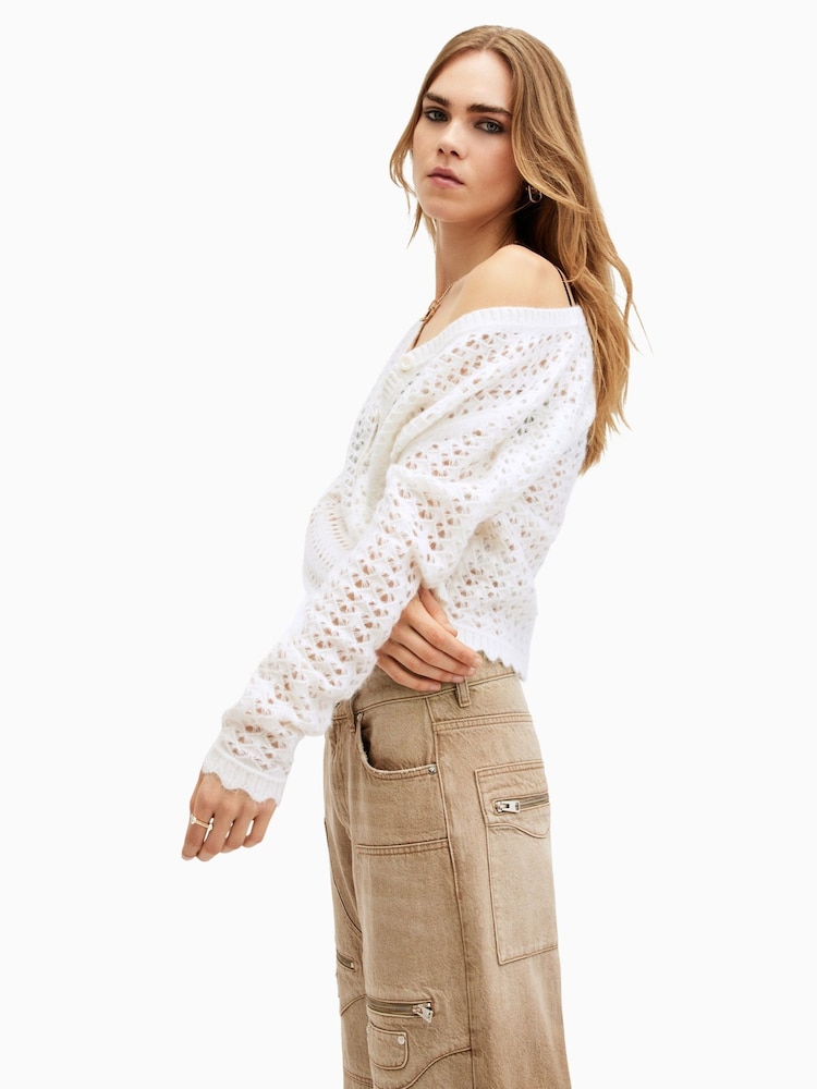 AllSaints White Vivian Cardigan - Image 6 of 8