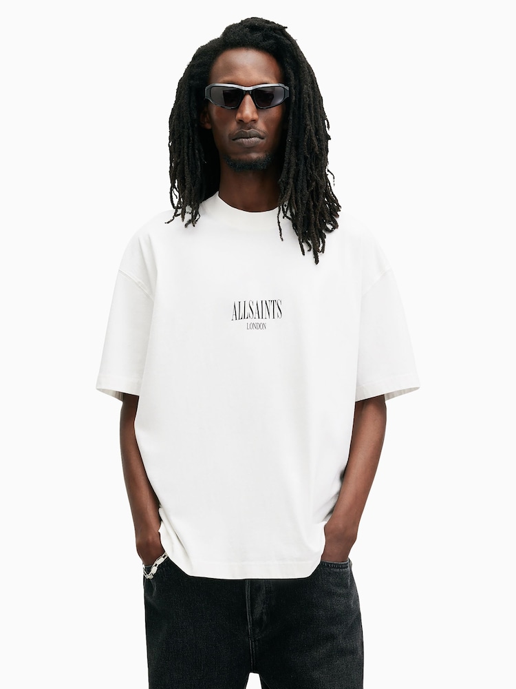 AllSaints White Twilight Shortsleeve Crew T-Shirt - Image 1 of 6