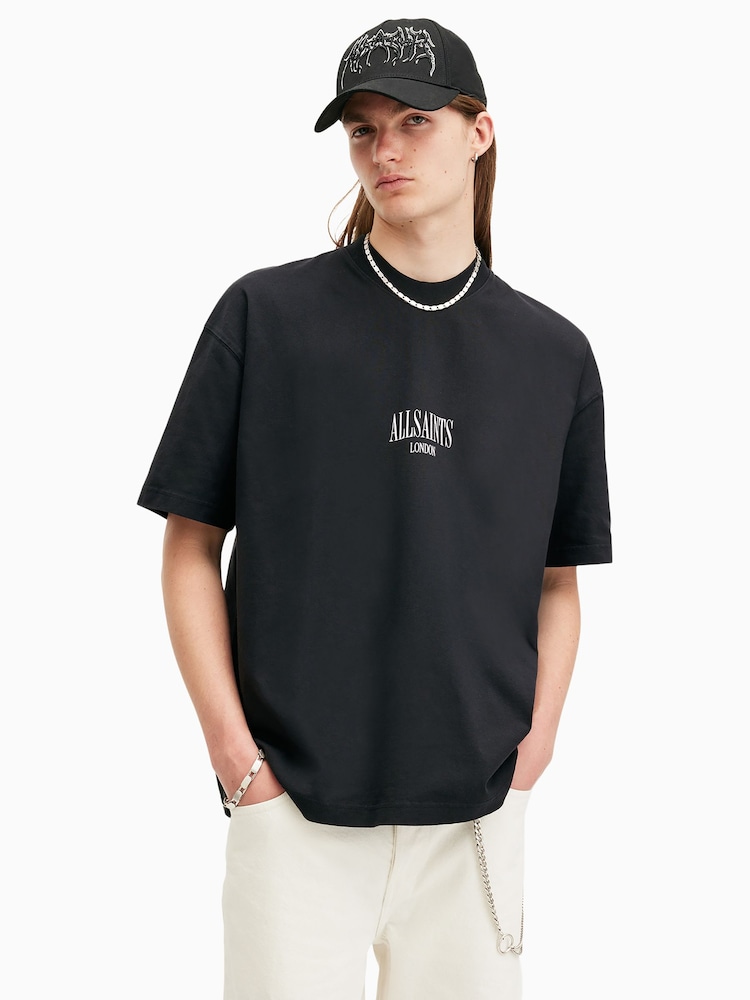 AllSaints Black Twilight Shortsleeve Crew T-Shirt - Image 1 of 6
