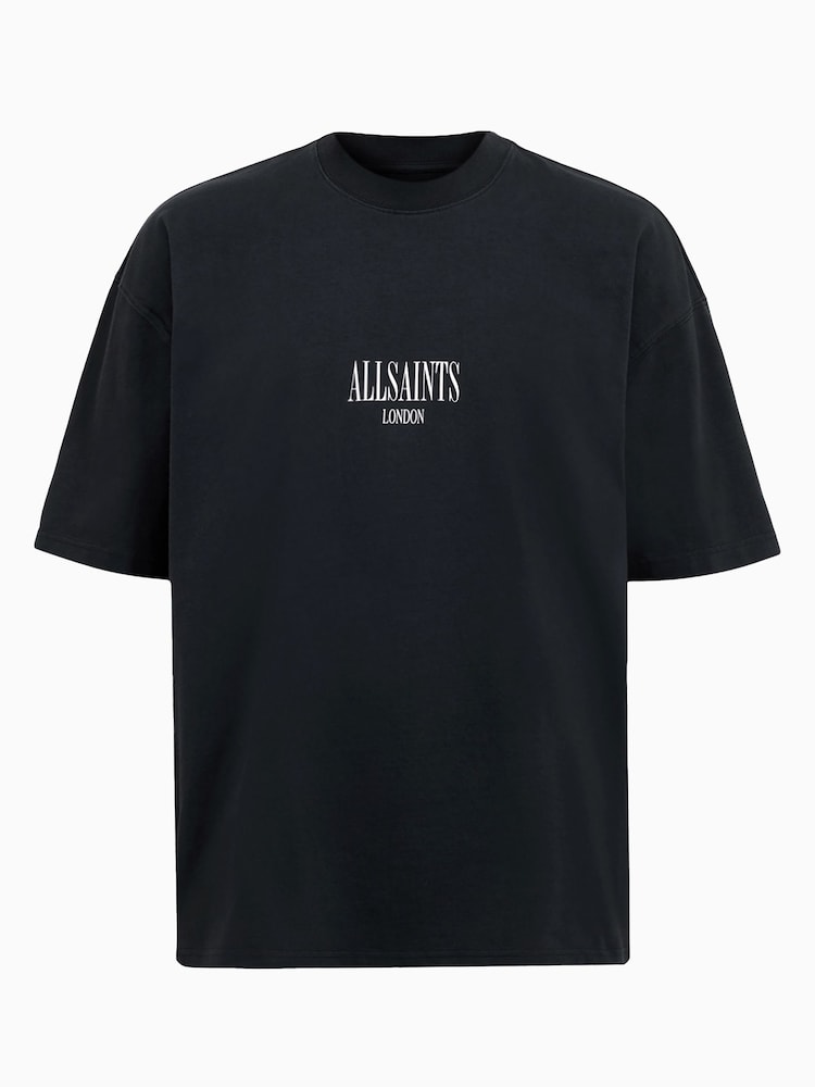 AllSaints Black Twilight Shortsleeve Crew T-Shirt - Image 6 of 6