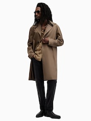 AllSaints Brown Montell Trench Coat - Image 3 of 10