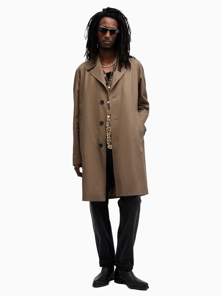 AllSaints Brown Montell Trench Coat - Image 4 of 10