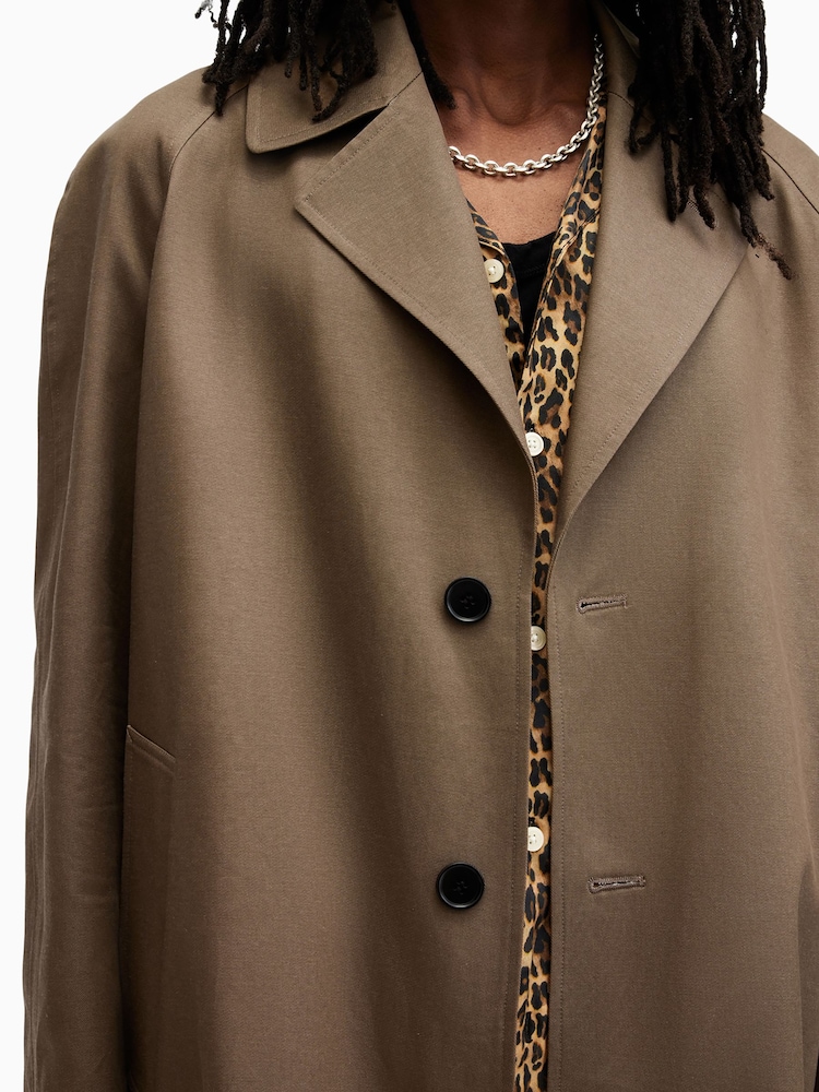 AllSaints Brown Montell Trench Coat - Image 6 of 10
