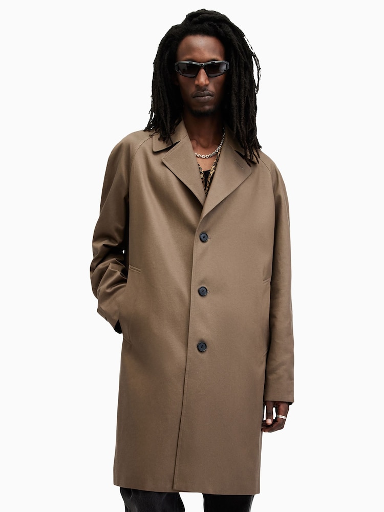 AllSaints Brown Montell Trench Coat - Image 8 of 10