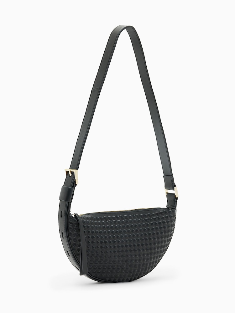 AllSaints Black Half Moon Stud Cross-Body Bag - Image 3 of 7