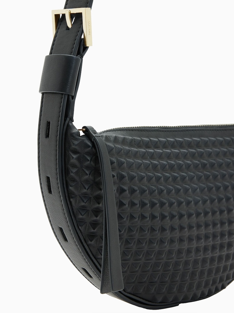 AllSaints Black Half Moon Stud Cross-Body Bag - Image 4 of 7