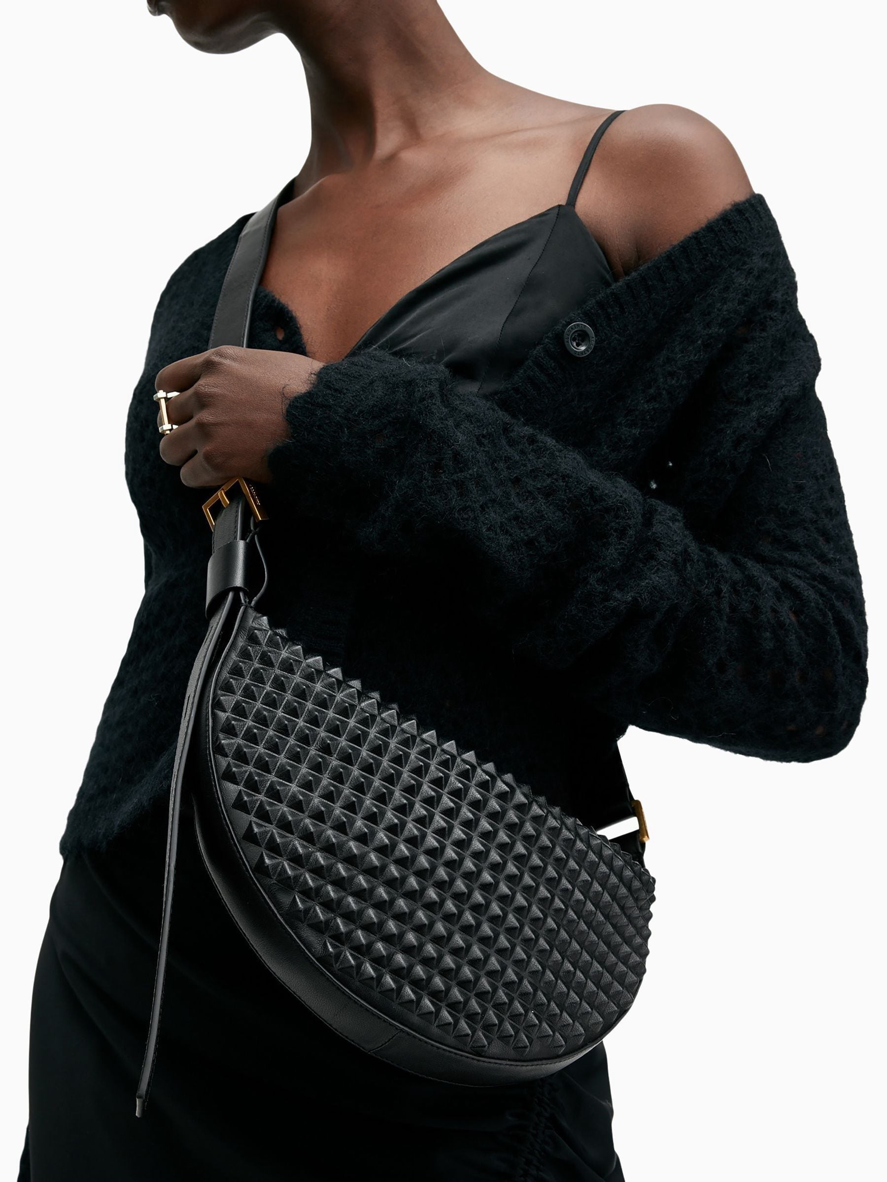 Buy AllSaints Black Half Moon Stud Cross-Body Bag from Next USA