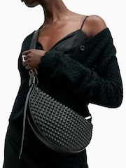 AllSaints Black Half Moon Stud Cross-Body Bag - Image 7 of 7