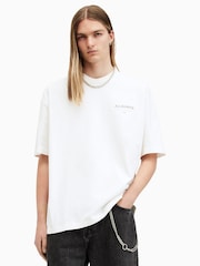 AllSaints White 100% Cotton Underground Camo Shortsleeve T-Shirt - Image 1 of 7
