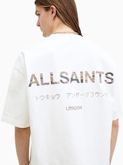 AllSaints White 100% Cotton Underground Camo Shortsleeve T-Shirt - Image 2 of 7