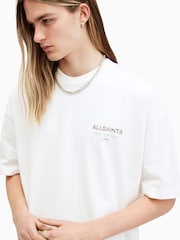 AllSaints White 100% Cotton Underground Camo Shortsleeve T-Shirt - Image 4 of 7