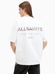 AllSaints White 100% Cotton Underground Camo Shortsleeve T-Shirt - Image 6 of 7