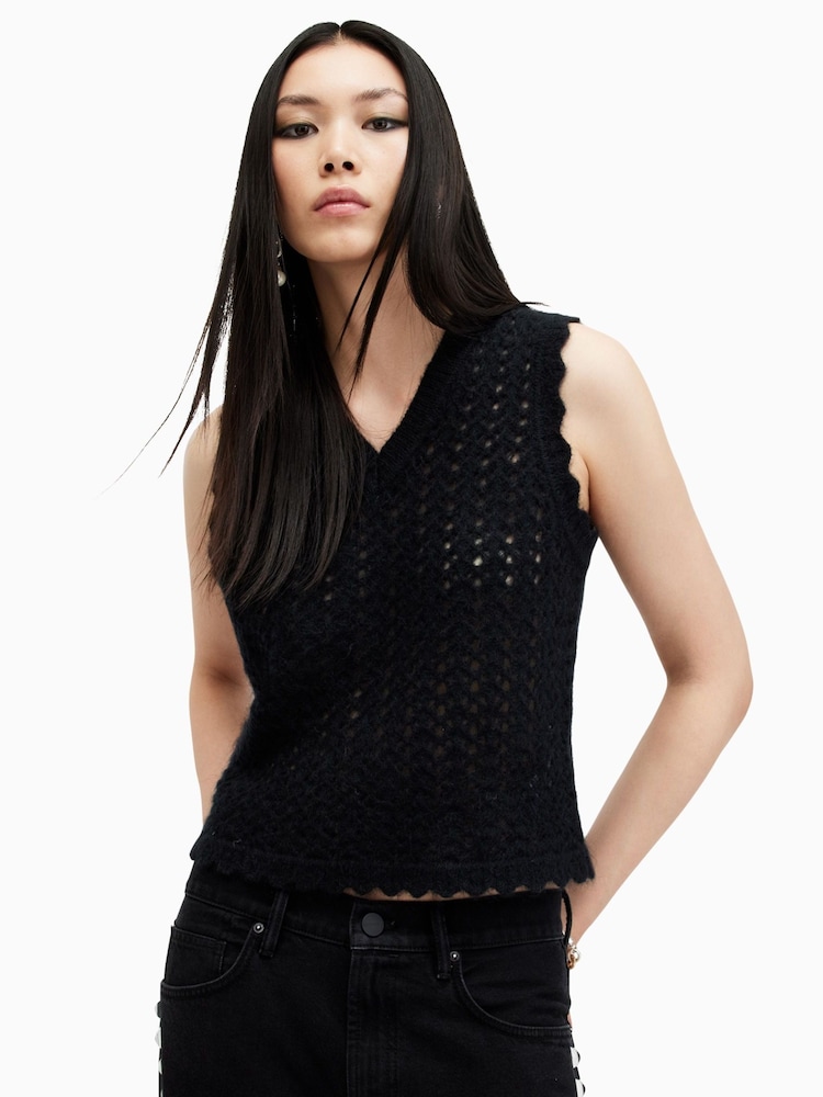AllSaints Black Vivian Tank - Image 1 of 7