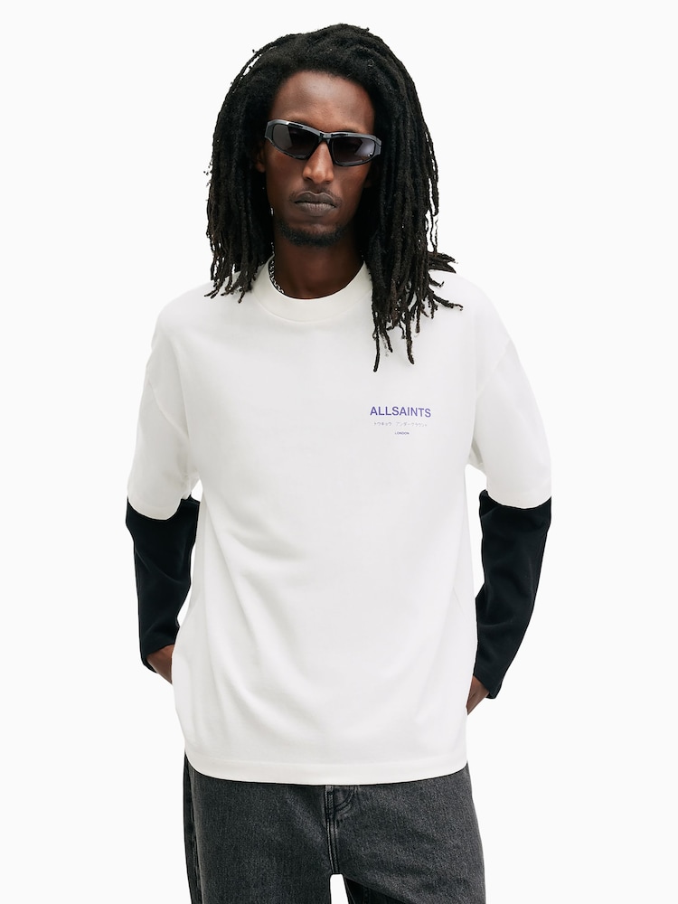 AllSaints White 100% Cotton Underground Shortsleeve Crew T-Shirt - Image 1 of 7