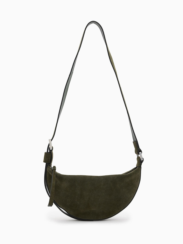 AllSaints Green Half Moon Cross-Body Bag - Image 1 of 7