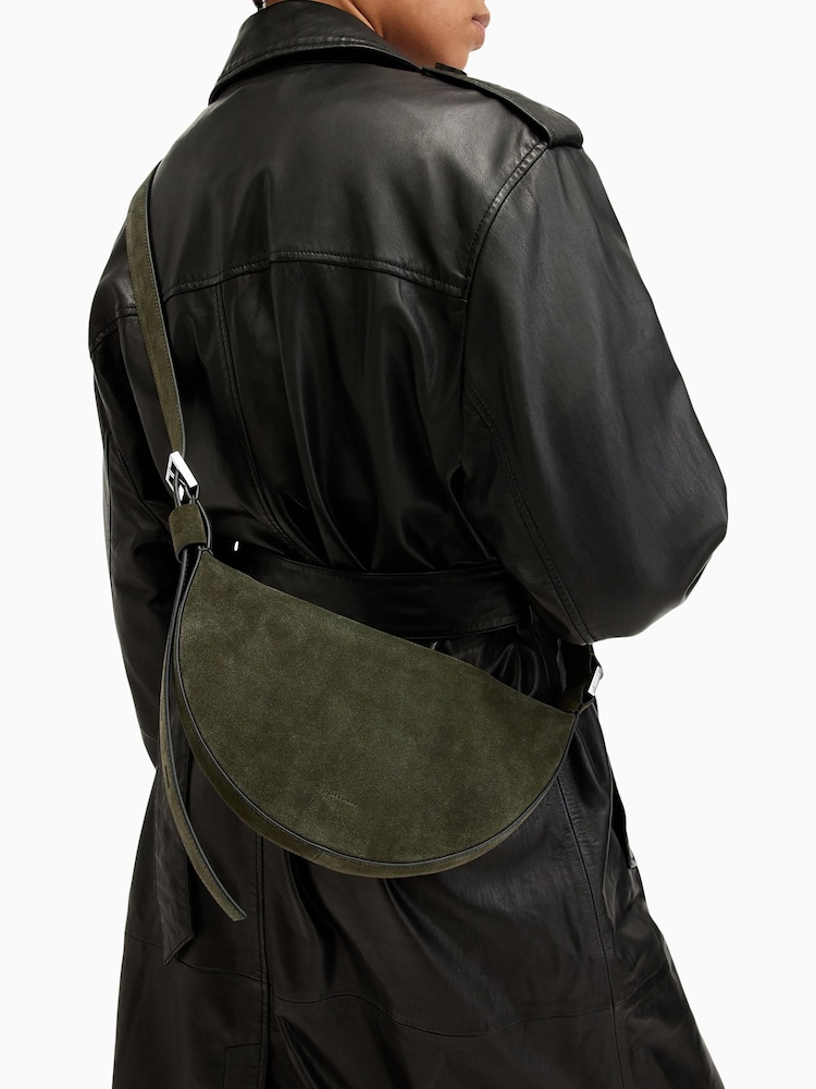 AllSaints Green Half Moon Cross-Body Bag - Image 7 of 7