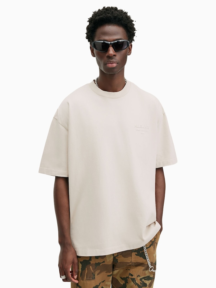 AllSaints White 100% Cotton Xander Shortsleeve Crew Neck T-Shirt - Image 1 of 5