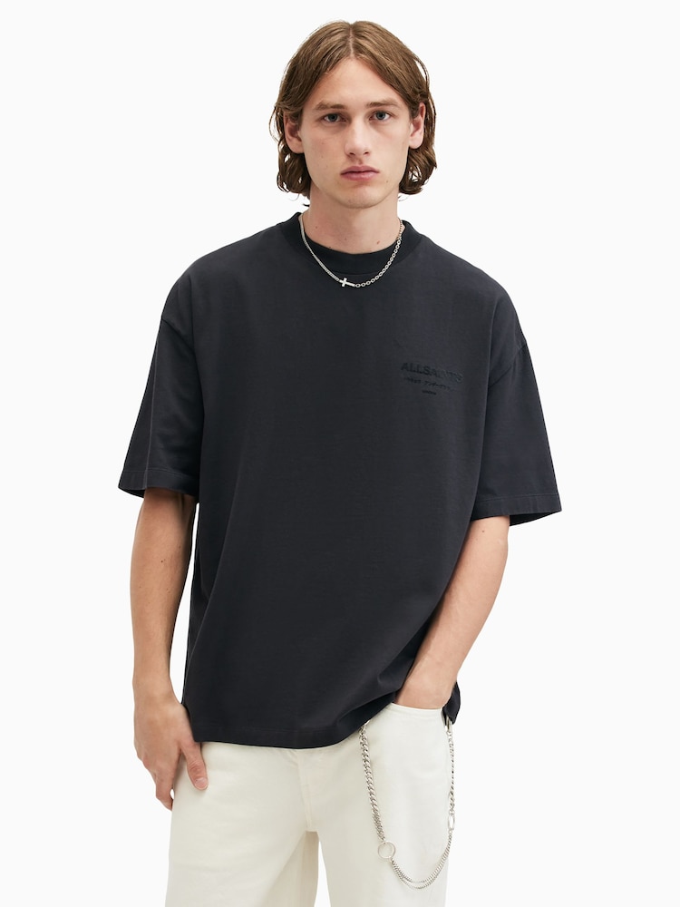 AllSaints Grey 100% Cotton Xander Shortsleeve Crew Neck T-Shirt - Image 2 of 9