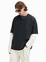 AllSaints Grey 100% Cotton Xander Shortsleeve Crew Neck T-Shirt - Image 6 of 9