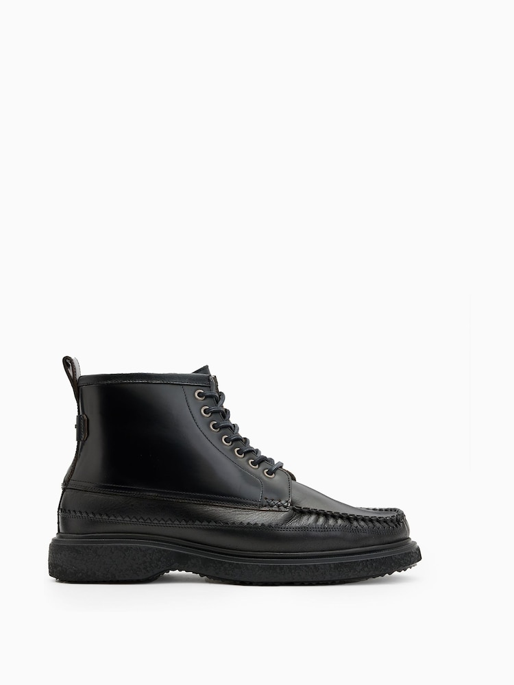 AllSaints Black Gibbs Moc Boots - Image 1 of 5