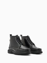 AllSaints Black Gibbs Moc Boots - Image 2 of 5
