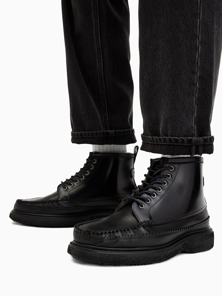 AllSaints Black Gibbs Moc Boots - Image 5 of 5
