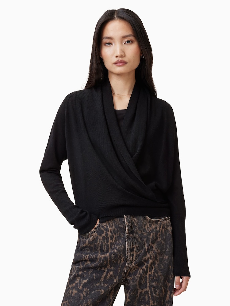 AllSaints Black Wasson Pirate Cardigan - Image 1 of 8