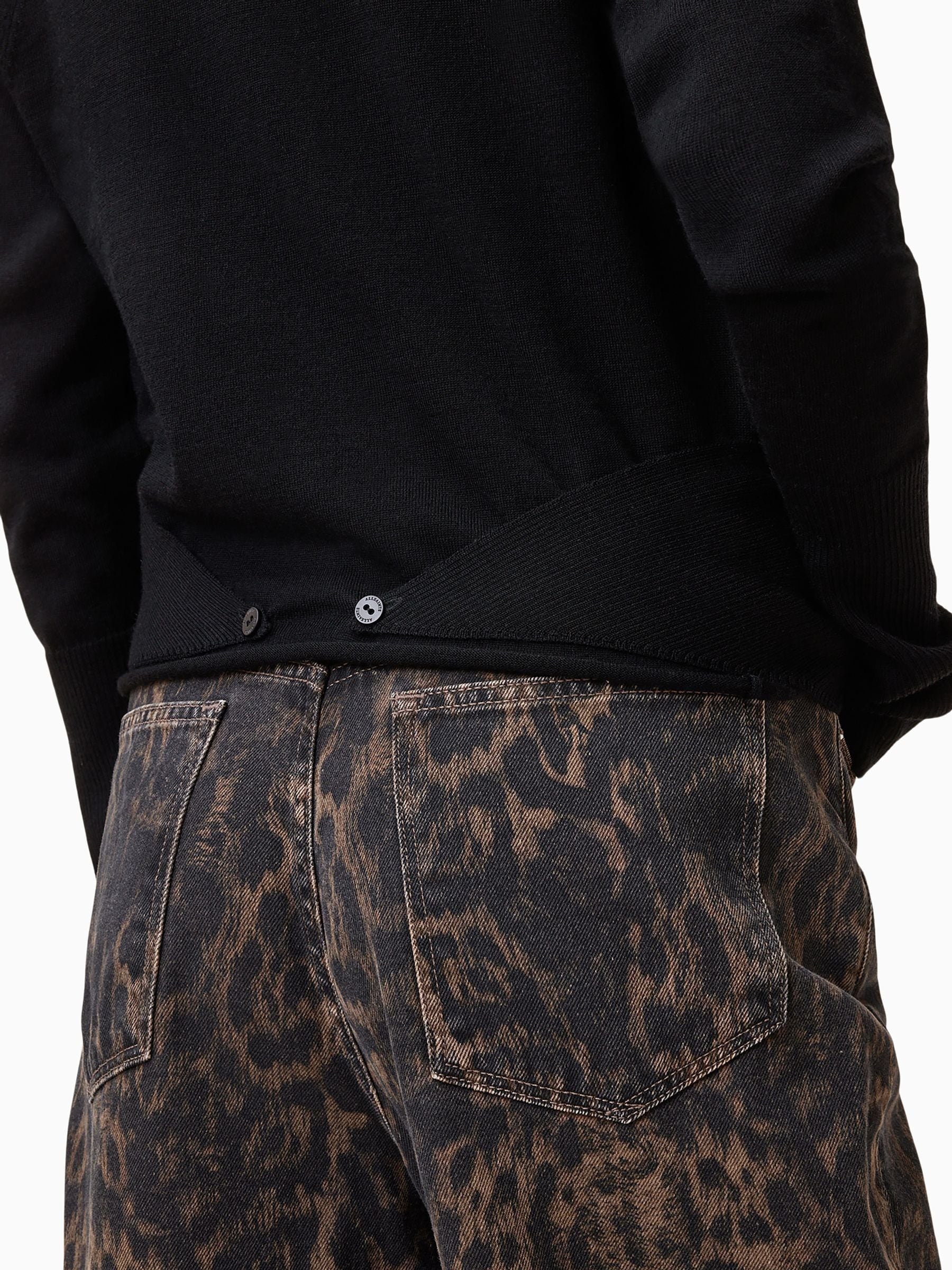 Buy AllSaints Black Wasson Pirate White Wool Wrap Cardigan from