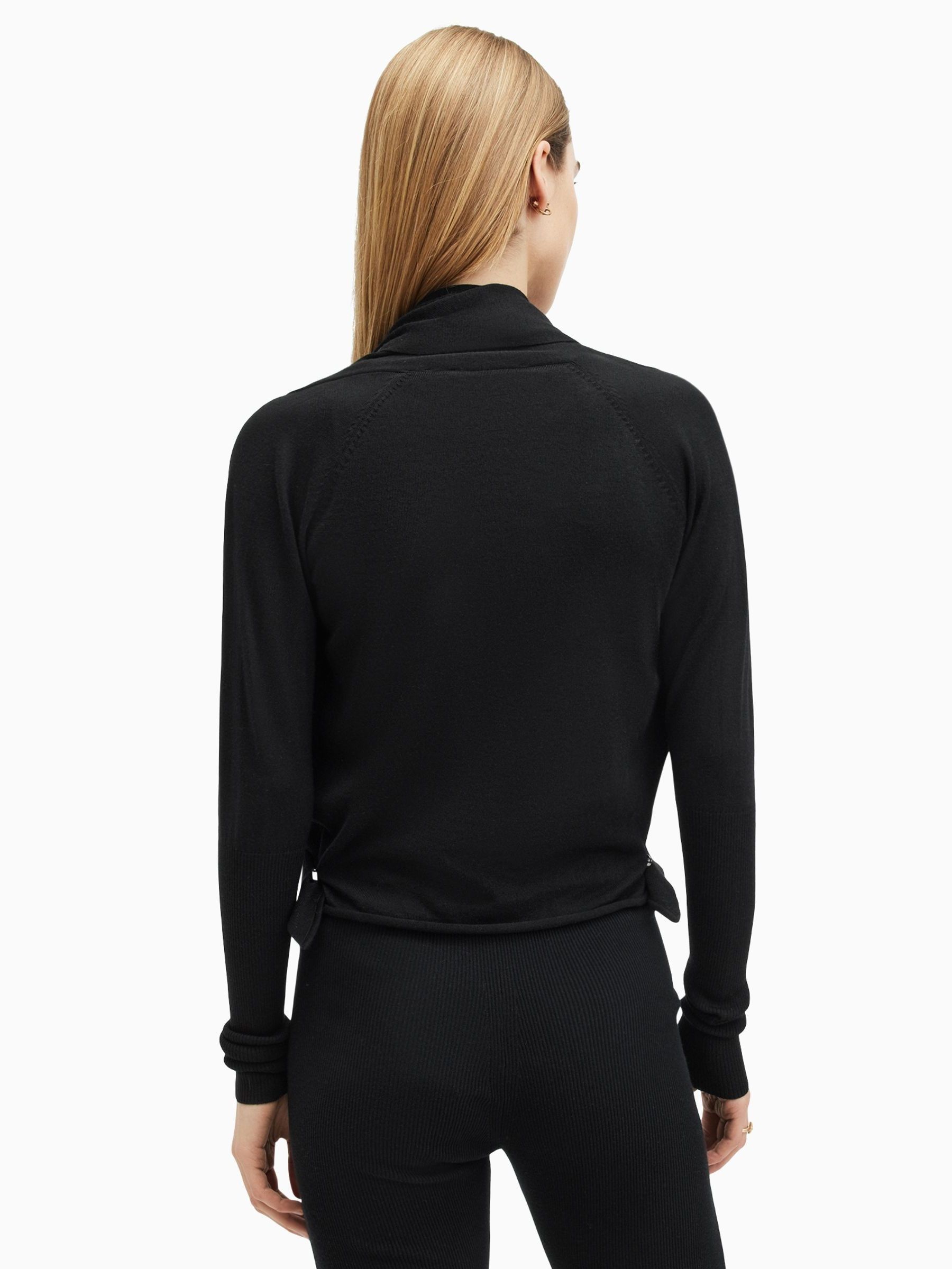 Buy AllSaints Black Wasson Pirate White Wool Wrap Cardigan from