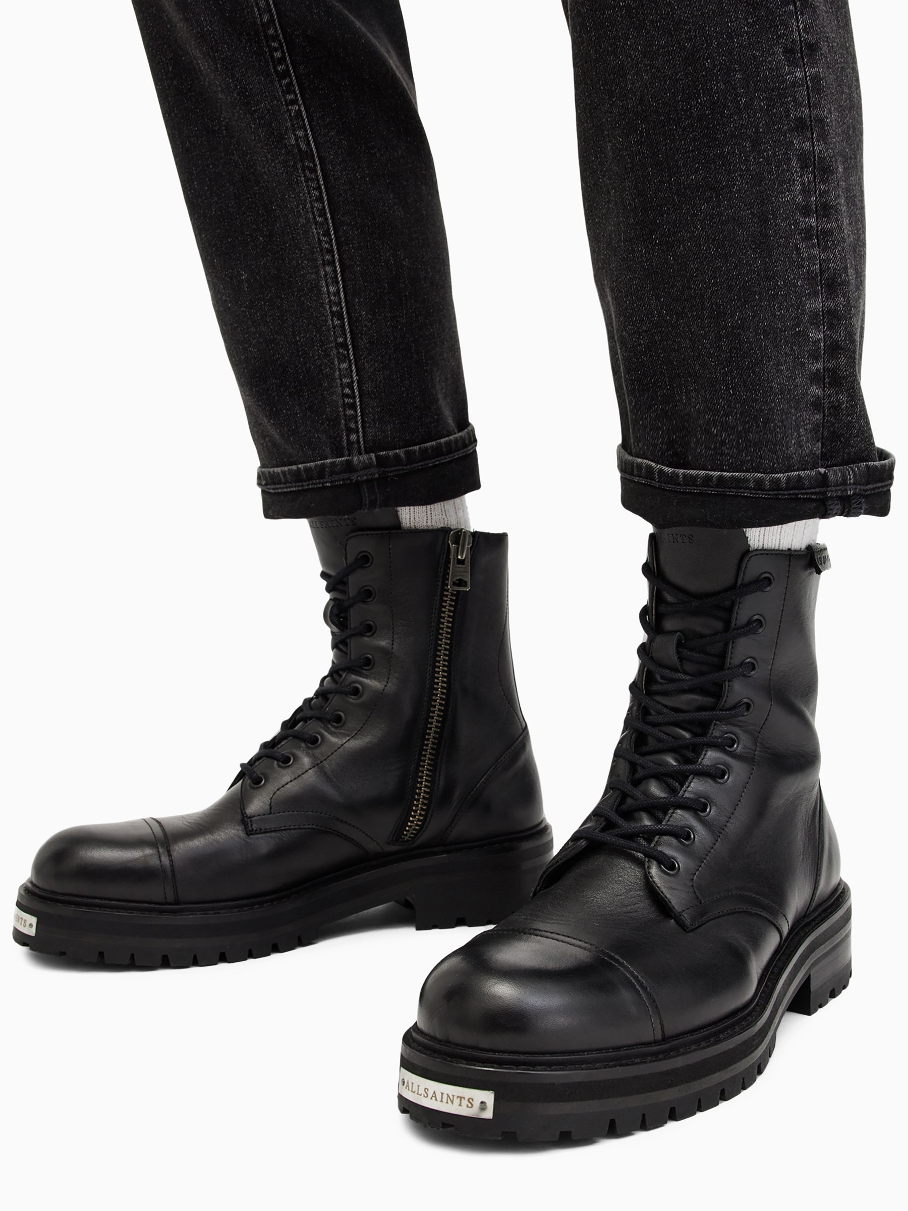 Amazon.com | AllSaints Men's Hank Combat Boot, Black, 7