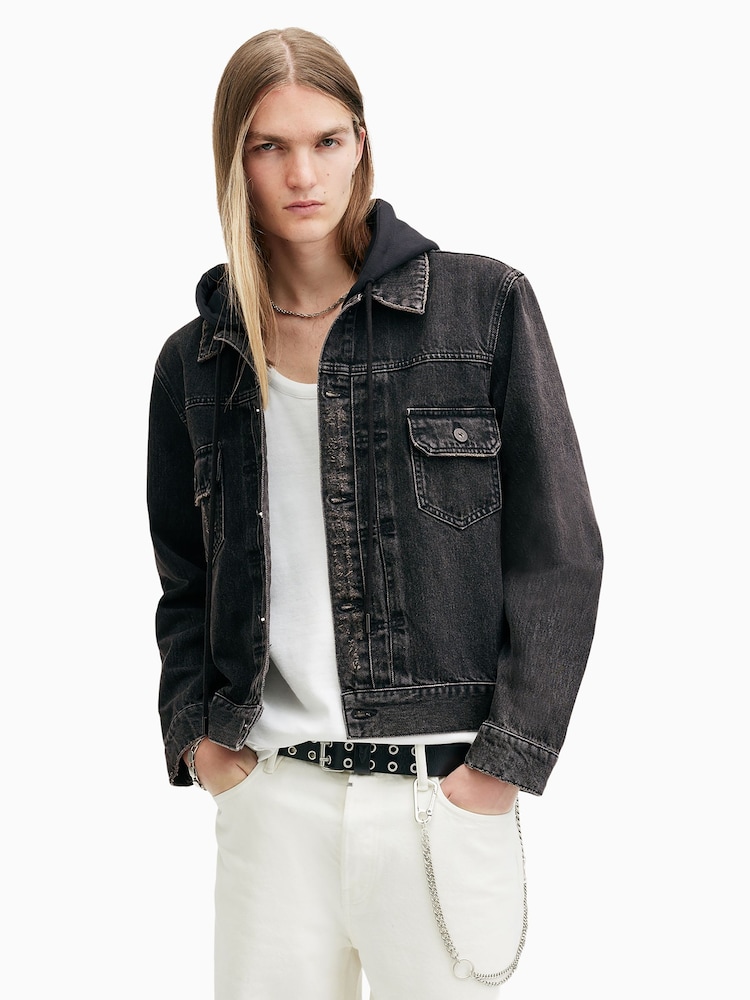 AllSaints Black Spirit 100% Cotton Jacket - Image 1 of 8 AllSaints Black Spirit 100% Cotton Jacket - Image 1 of 8