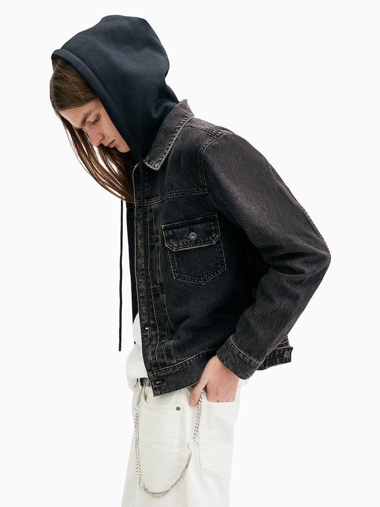 AllSaints Black Spirit 100% Cotton Jacket - Image 2 of 8 AllSaints Black Spirit 100% Cotton Jacket - Image 2 of 8