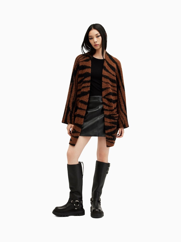 AllSaints Brown Zoe Tiger Cardigan - Image 1 of 7