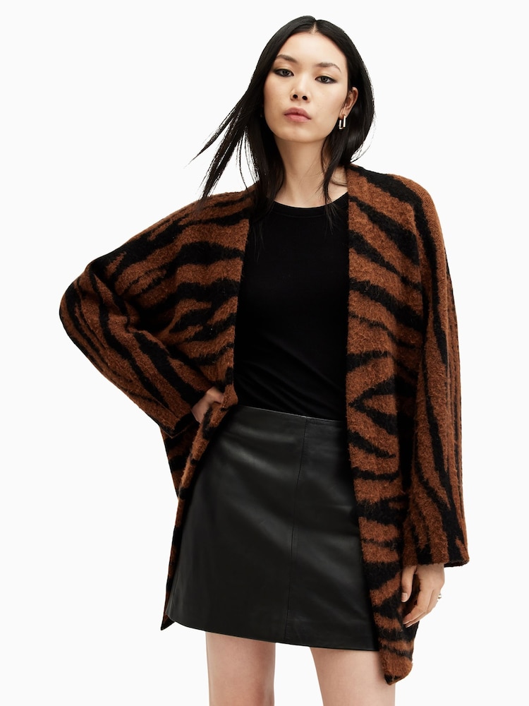 AllSaints Brown Zoe Tiger Cardigan - Image 2 of 7
