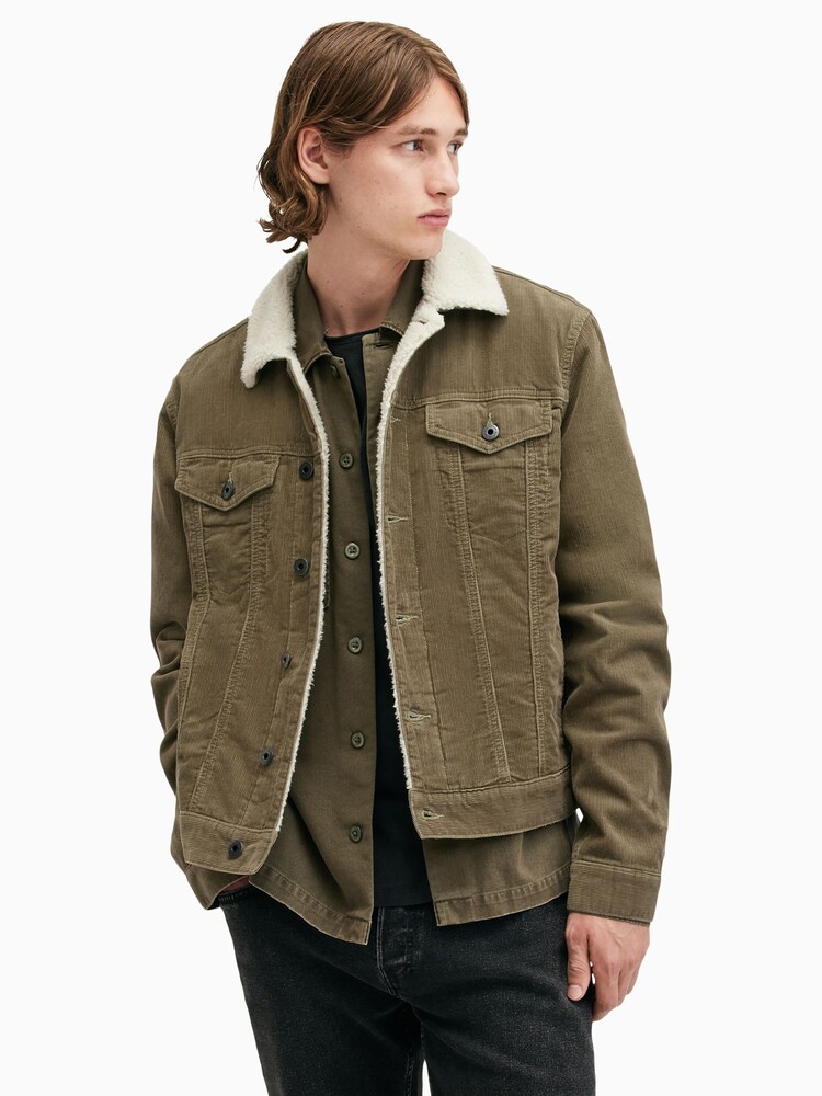 AllSaints Green 100% Cotton Westy Trucker Jackets - Image 1 of 8