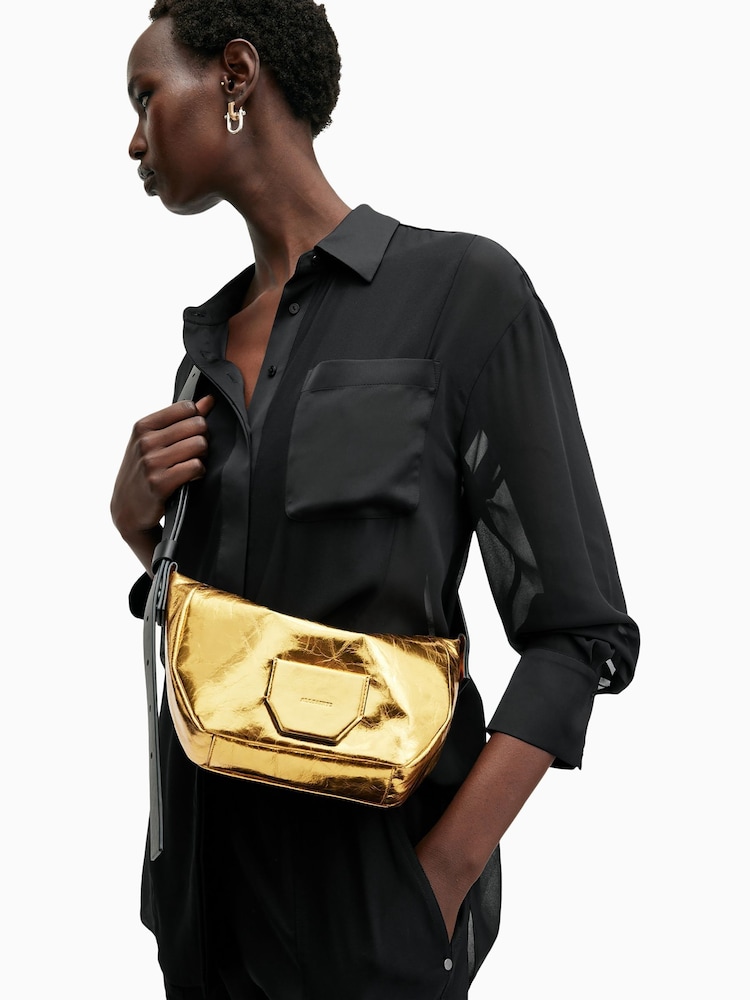 AllSaints Gold Madea Cross-Body Bag - Image 1 of 7