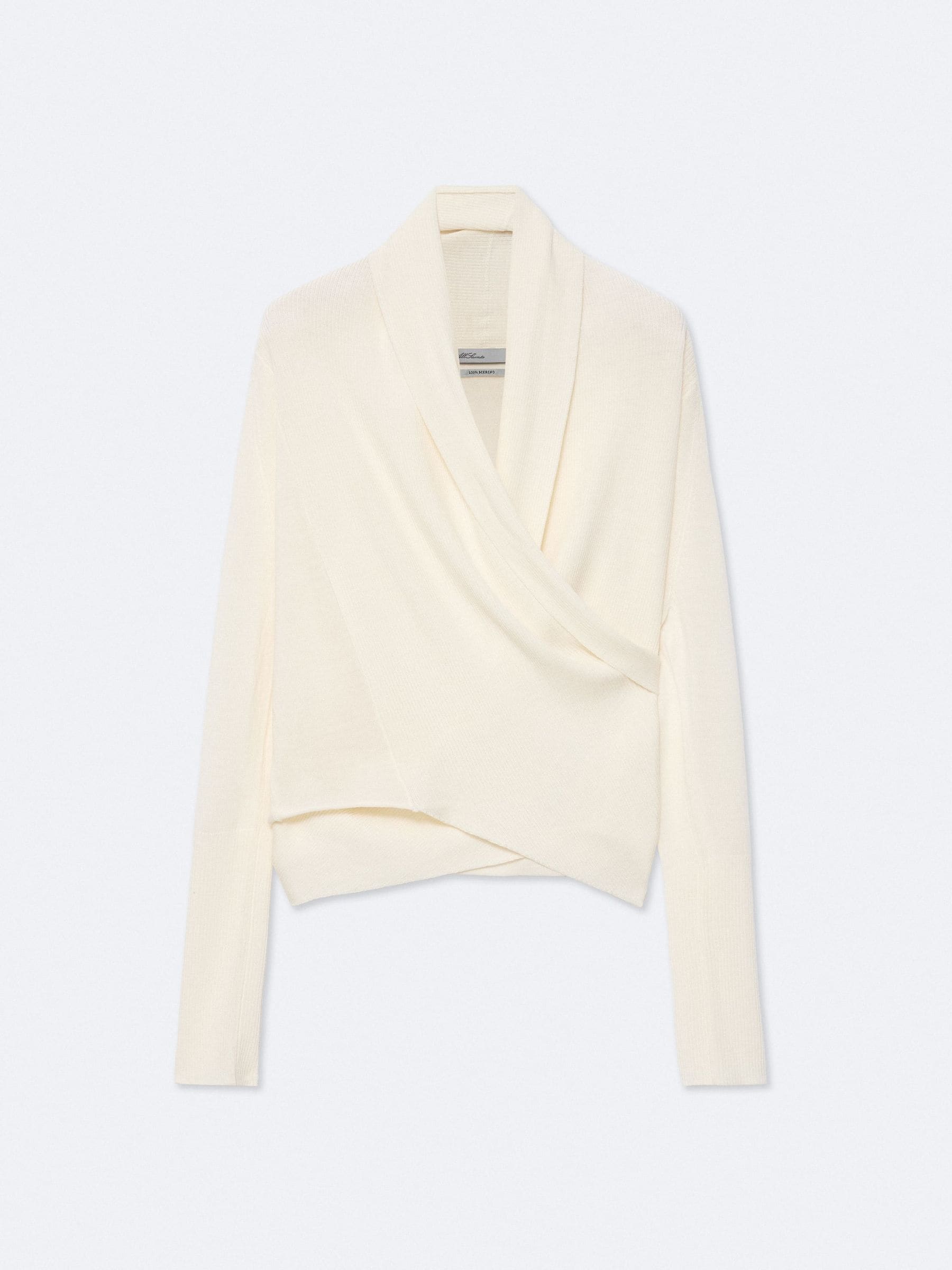 Buy AllSaints White Wasson Pirate White Wool Wrap Cardigan from