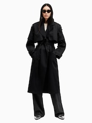 AllSaints Black 100% Cotton Clyde Trench Coat - Image 5 of 7